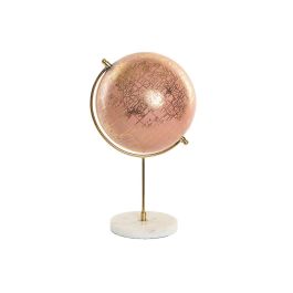 DKD Home Decor Globo Terráqueo Urban, Rosa y Blanco, de 18x18x30 cm, con Base de Mármol y Estructura de Hierro