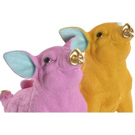 DKD Home Decor Figura Moderno Cerdo Resina Colores Surtidos 15x25x30.5 cm (2 Unidades)