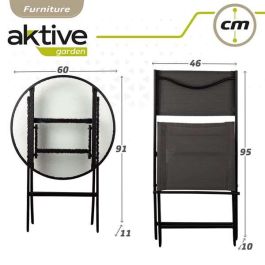 Conjunto de mesa de terraza plegable (60x71 cm) + 2 sillas de textileno (46x82 cm) aktive Conjunto de mesa de terraza plegable (60x71 cm) + 2 sillas de textileno (46x82 cm) aktive