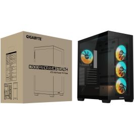 GIGABYTE C500 PANORAMIC STEALTH Midi Tower PC Gaming Panorámica con Ventana Lateral Cristal Templado, Soporte ATX, USB 3.2 Gen 2, Negro