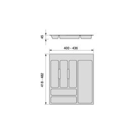Emuca Cubertero Optima para cajón Universal, módulo 500mm, Plástico, Gris antracita