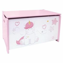 Fun House cofre de juguete Unicornio de madera MDF para niñas +3 años - Caja almacenaje infantil 36x36x60 cm