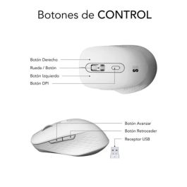 Ratón Ergonómico Inalámbrico por Bluetooth/ 2.4GHz Subblim Curve Ergo Dual Battery/ Batería recargable/ Hasta 1600 DPI/ Blanco Ratón Ergonómico Inalámbrico por Bluetooth/ 2.4GHz Subblim Curve Ergo Dual Battery/ Batería recargable/ Hasta 1600 DPI/ Blanco