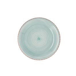 Quid Plato Postre Cerámico Vita Aqua 19 cm, 12 Unidades, Pintado a Mano, Apto Lavavajillas, Microondas y Congelador
