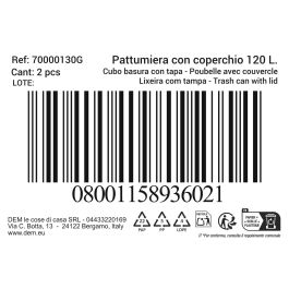 Inde Cubo Basura con Tapa 120 Lt Negro/Verde 47,5 cm (Ancho) x 95 cm (Alto) x 57 cm (Largo) (2 Unidades)