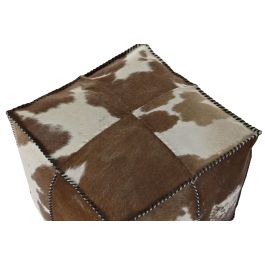 DKD Home Decor Pouf Colonial Marron Piel Poliester Rombos 45 x 40 x 45 cm