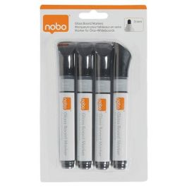 Nobo Rotuladores para Pizarra Blanca Punta Redonda 3 mm Negros, Blíster de 4 Unidades, Tinta Líquida Secado Rápido Precio: 21.49999995. SKU: B1JK3JT4R5