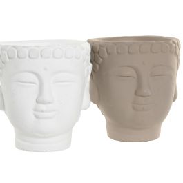 DKD Home Decor Vela Buda Cemento Gris Blanco 12 x 13 x 12 cm Set 6 Piezas