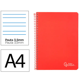Liderpapel Cuaderno Espiral A4 Witty Tapa Dura 80 Hojas 90gr Pauta 3,5mm con Margen Color Rojo Precio: 11.49999972. SKU: B16YCN3ELW