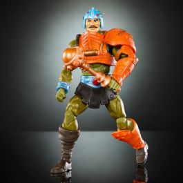 Mattel Man-At-Arms New Eternia Masters of the Universe Figura articulada 17.7cm con accesorios y cabezas intercambiables