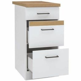 Junona JUNONAMB3T40BL Módulo bajo de cocina Junona Kitchen de 40 cm con 3 cajones y encimera de trabajo, blanco brillante
