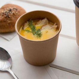 Algon Set 4 Tarrinas Kraft con Tapa 800 ml - 11.5 x 12 x 11.5 cm (12 Unidades)