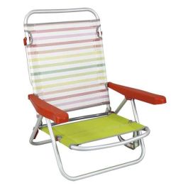 Silla playa aluminio multiposicion rayas 25 cm, 80x65x45cm, 25 cm altura asiento