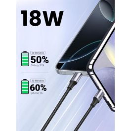 UGREEN 60126 Cable USB C a USB A de 1m, Carga Rápida 3A, Negro/Gris