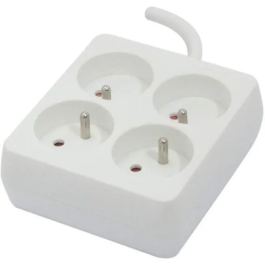 Chacon Bloque Cuadrado 4 x 16 A con Cable de 1,5 m - Blanco
