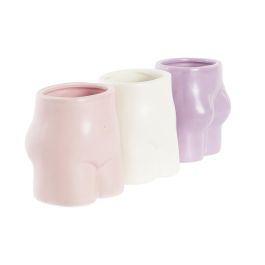 DKD Home Decor Vela Urban de Cera 250 gr Colores Surtidos (Blanco, Rosa, Lila) 7x10x9 cm - Pack 12 Unidades