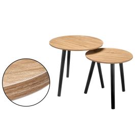 Giftdecor Set 2 Mesas Auxiliares de Madera, 48 cm y 39 cm, Patas Negras, Color Natural/Negro para Salón Precio: 32.082545. SKU: B18X3533AL