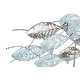DKD Home Decor Decoración Mediterránea de Pared Peces Metálica Azul Dorado 39.5 x 65.4 x 9 cm (Set 2 Unidades)