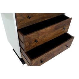 DKD Home Decor Cajonera Moderno Blanco Marron Oscuro 4 cajones 40 x 105 x 70 cm
