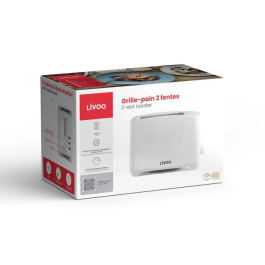 LIVOO DOD162W Tostadora Blanco 7 Posiciones Parada Manual Recalentamiento Descongelación Expulsión Automática Bandeja Migas