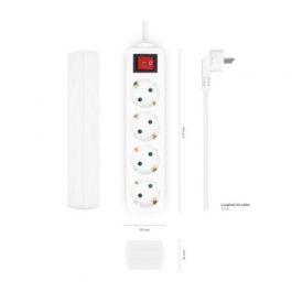 Aisens Base Múltiple 4 Tomas con Interruptor y Cable 3x1.5mm², Blanco, 1.4M