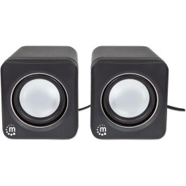 MANHATTAN 2600 Series Altavoces estéreo compactos, conexión Jack 3.5mm, alimentación USB-A para PC y Notebooks, negro