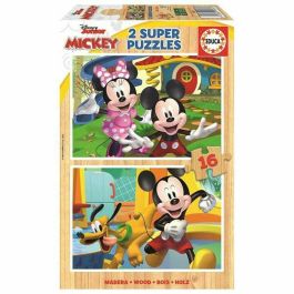 Educa 8412668192874 Rompecabezas de Madera Mickey y Minnie (2 Unidades)