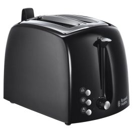 Russell Hobbs 22601-56 Tostador Textures Plus, Negro Mate/Alto Brillo, Ranuras Extra Largas, Función Pan Congelado, Ajuste de Tueste