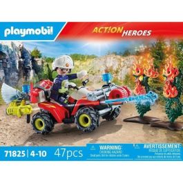 Playmobil 71825 Quad de Bomberos Action Heroes con Figura Bombero, Cabestrante, Cañón de Agua, Extintor y Hacha, Juguete para Niños +4 años