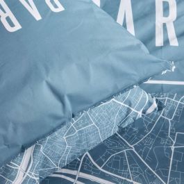 Today TOD3574641268602 Juego de Cama Algodón JAVA Estampado París Azul 240x220 cm para 2 Personas