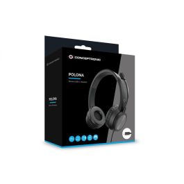 Conceptronic POLONA05BC Auriculares con Cable USB-C, Diadema Ajustable, Micrófono con Reducción de Ruido, Negro