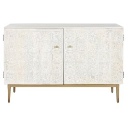 Aparador Indio DKD Home Decor Blanco Dorado 45 x 80 x 120 cm