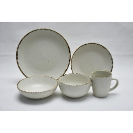 DKD Home Decor Plato Beige Gres 18.3 x 6 x 18.3 cm (6 Unidades) Apto Microondas y Lavavajillas