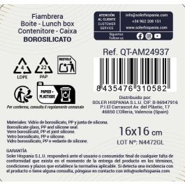 Ambare Fiambrera Cuadrada con Tapa Hermética 16x16 cm 750 cc (6 Unidades)