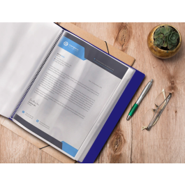 Liderpapel Carpeta Personaliza 37862 A4 Azul con 100 Fundas de Polipropileno y Cajetín