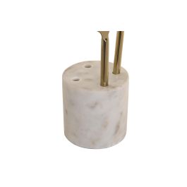 DKD Home Decor Coctel Glam - Set de 4 Piezas de Inox y Mármol en Blanco y Dorado, 3 x 21 x 10 cm