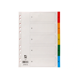 Q-connect Separadores Plástico Juego de 5 Separadores DIN A4 Multitaladro