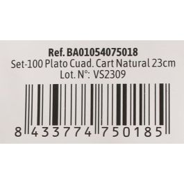 Set de 100 platos cuadrados de cartón natural 23 cm - Algon (10 Cajas) Set de 100 platos cuadrados de cartón natural 23 cm - Algon (10 Cajas)