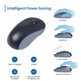 Ewent Ew3204 Ratón Inalámbrico RF 2.4 GHz Óptico 1600 DPI con 6 Botones, Clic Silencioso, Ergonómico Diestro para Oficina, Negro