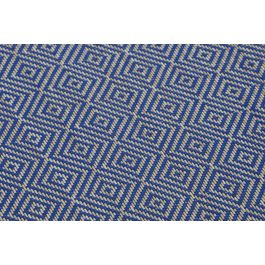 DKD Home Decor Alfombra de Bambú Mediterraneo Azul Natural con Diseño Geométrico para Interior 290x200 cm y 0.5 cm de Espesor