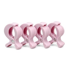 KioKids Pinzas Para Muselinas En Rosa, Pack 4 Unidades, Sujeción Segura Para Sillas de Paseo y Cunas