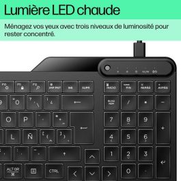 HP Teclado Retroiluminado Cableado 400 con 12 Teclas Programables para Productividad y Juego