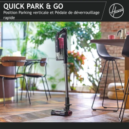 Hoover Aspirador Escoba Inalámbrico HF920H - 65 AW - 86 dBA - Pantalla LED - Rosa/Gris