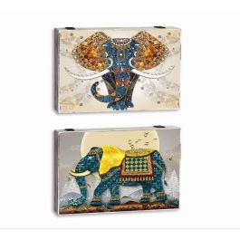 DKD Home Decor Tapa Contador Indio Diseño Elefante MDF Turquesa Multicolor 6 x 31.5 x 46.5 cm (2 Unidades)