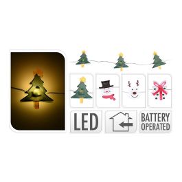 Guirnalda a pilas fija 20 leds motivos navideños (regalos, muñecos de nieve, árboles y renos) 1,05m