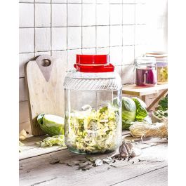 La Mediterranea Tarro de Vidrio con Tapa y Asa 4000 ml – 17.3x17.3x27 cm (4 Unidades)
