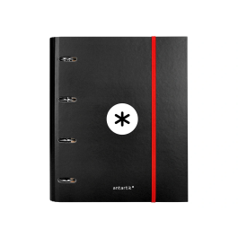 Antartik Carpeta con recambio A4 cuadro 5mm forrada 4 anillas 40mm redondas con solapa color negro