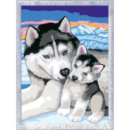 Ravensburger 25829 Kit de Pintura por Números Besos de Husky 18 x 24 cm, a partir de 7 años