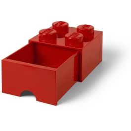 LEGO Brick Drawer 4 pomos - Cajón de almacenaje con forma de ladrillo, color rojo