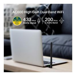 TP-LINK AC600 High Gain Wi-Fi Dual Band USB Adapter,433Mbps at 5GHz + 200Mbps at 2.4GHz, USB 2.0, 1